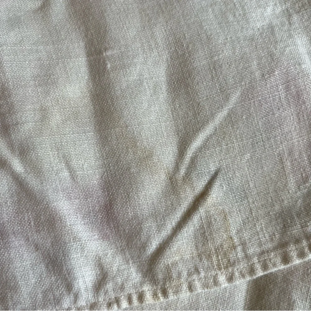 Vintage Linen Square Tablecloth with Pink Flowers